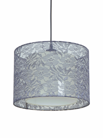 Online India Home Interior Luxury Decorative Fancy Light - Emerald Pendant Light - Chic 12 Inch Wide Ceiling Drum Pendant Hanging Light With Lace Fabric & Acrylic Shade