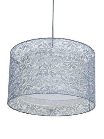 Online India Home Interior Luxury Decorative Fancy Light - Emerald Pendant Light - Large 16 Inch Wide Chic Ceiling Drum Pendant Hanging Light With Lace Fabric & Acrylic Shade