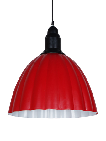 Online India Home Interior Luxury Decorative Fancy Light - Emerald Pendant n Hanging Light - Contemporary Red Ribbed Half Pumpkin 15 Inch Wide Steel Ceiling Hanging Light