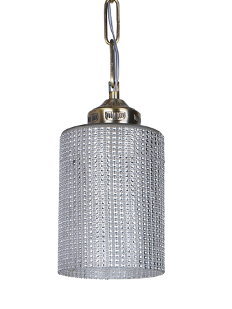Online India Home Interior Luxury Decorative Fancy Light - Emerald Pendant Light - Antique 5 Inch Wide Cylindrical Beaded Glass Single-Light Aluminium Ceiling Pendant Hanging Light