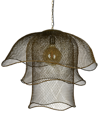 Online India Home Interior Luxury Decorative Fancy Light - Emerald Pendant n Hanging Light - Gold Petal Steel Wire Mesh Contemporary Ceiling Hanging Light
