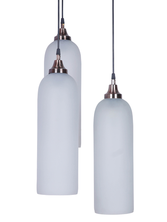 Online India Home Interior Luxury Decorative Fancy Light - Emerald Pendant Light - 3-Drop Copper Pendant Light With Long Frosted Tube Glass Shades