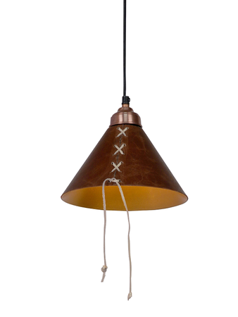Online India Home Interior Luxury Decorative Fancy Light - Emerald Pendant Light - Conical Brown Leather Hanging Pendant Light