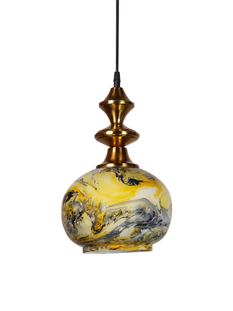 Online India Home Interior Luxury Decorative Fancy Light - Emerald Pendant n Hanging Light - Contemporary Yellow Marble Globe Glass Ceiling Hanging Light