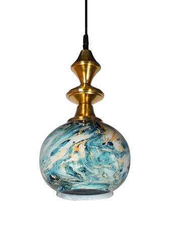 Online India Home Interior Luxury Decorative Fancy Light - Emerald Pendant n Hanging Light - Contemporary Sky Blue Marble Globe Glass Ceiling Hanging Light