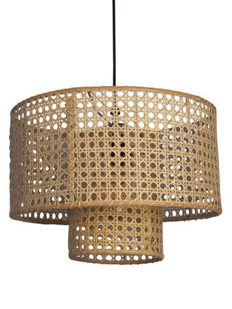 Online India Home Interior Luxury Decorative Fancy Light - Emerald Pendant Light - Natural Rattan Cane Double Drum Shade Pendant Light