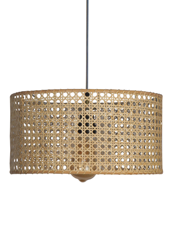 Online India Home Interior Luxury Decorative Fancy Light - Emerald Pendant Light - Natural Rattan Cane 14 Inch Drum Shade Pendant Light