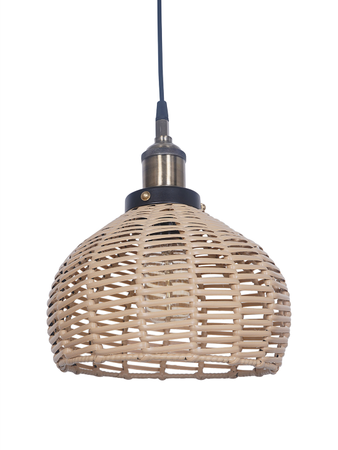 Online India Home Interior Luxury Decorative Fancy Light - Emerald Pendant Light - Handwoven Wicker Faux Cane 10 Inches Dome Hanging Pendant Light