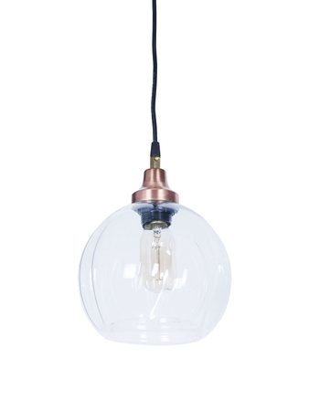 Online India Home Interior Luxury Decorative Fancy Light - Emerald Pendant Light - Contemporary Copper Finished Undulated Clear Melon Glass Pendant Light