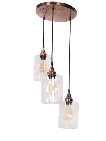 Online India Home Interior Luxury Decorative Fancy Light - Emerald Pendant Light - 3 Drop Cylinderical Spot Glass Copper Pendant Light
