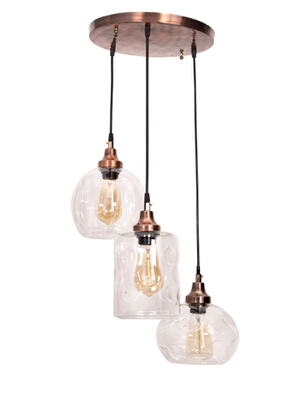 Online India Home Interior Luxury Decorative Fancy Light - Emerald Pendant Light - 3 Drop Copper Pendant Light