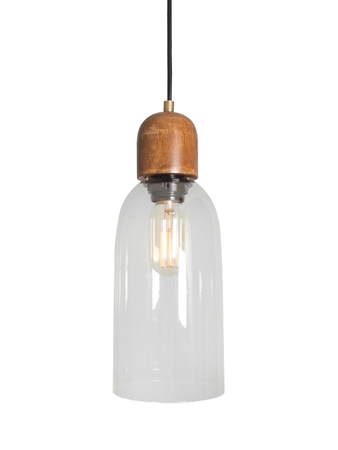 Online India Home Interior Luxury Decorative Fancy Light - Emerald Pendant Light - Modern Clear Glass & Wood Pendant Light