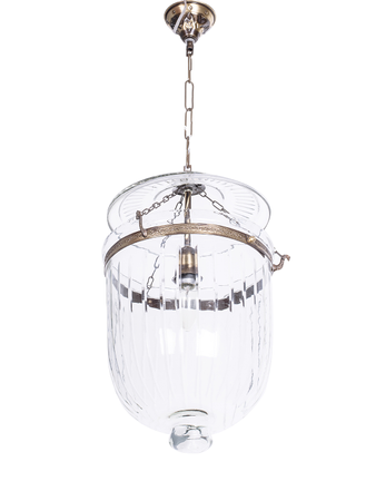 Online India Home Interior Luxury Decorative Fancy Light - Emerald Pendant n Hanging Light - Hundi Line Cut Glass Bell Jar Hanging Lantern