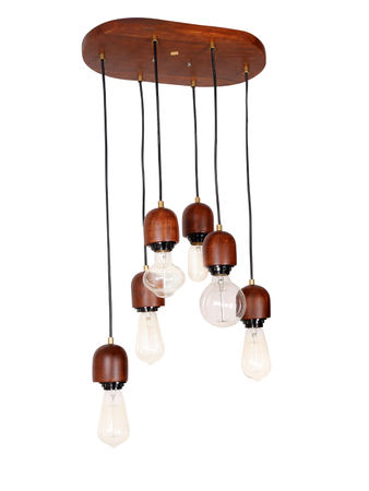 Online India Home Interior Luxury Decorative Fancy Light - Emerald Pendant n Hanging Light - Modern Wooden 6 Light Hanging Lamp