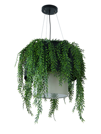 Online India Home Interior Luxury Decorative Fancy Light - Emerald Pendant n Hanging Light - Contemporary 20 Inch Wide Drum-Shaped Faux Topiary 5-Light Steel Ceiling Hanging With White Drum Fabric Shade