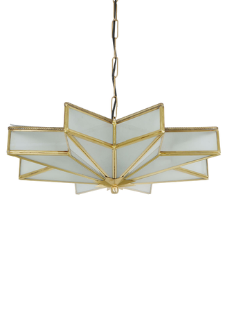 Online India Home Interior Luxury Decorative Fancy Light - Emerald Pendant Light - Moroccan 19 Inch Wide Star-Shaped Single-Light Ceiling Pendant Hanging With Stained Glass Panels