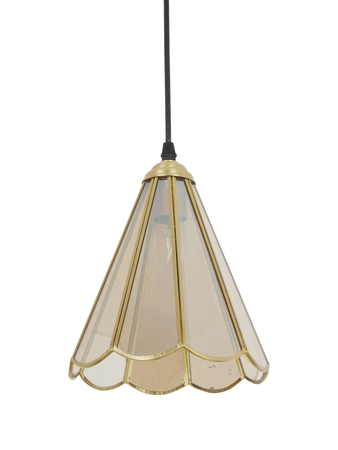 Online India Home Interior Luxury Decorative Fancy Light - Emerald Pendant Light - Gold Conical Stained Glass Single-Light Ceiling Pendant Hanging