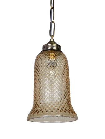 Online India Home Interior Luxury Decorative Fancy Light - Emerald Pendant Light - Antique 6 Inch Wide Golden Textured Bell Glass Single-Light Aluminium Ceiling jhumar Pendant Hanging Light