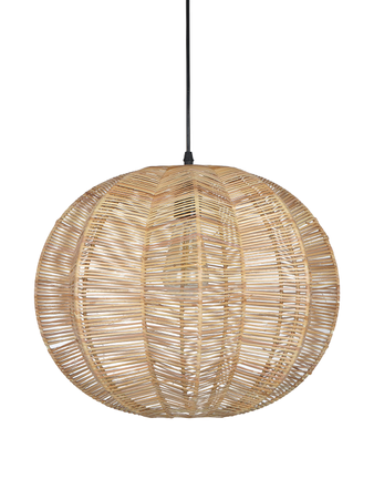 Online India Home Interior Luxury Decorative Fancy Light - Emerald Pendant Light - Round 16 Inch Wide Beige Wicker Cane Single Ceiling Hanging Pendant Light