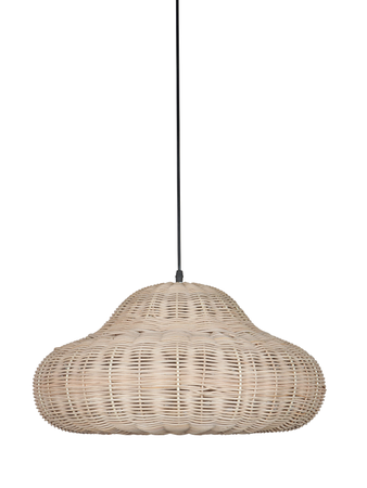 Online India Home Interior Luxury Decorative Fancy Light - Emerald Pendant Light - Contemporary Handwoven 19 Inch Wide Round Beige Rattan Wicker Cane Single Ceiling Pendant Hanging Light
