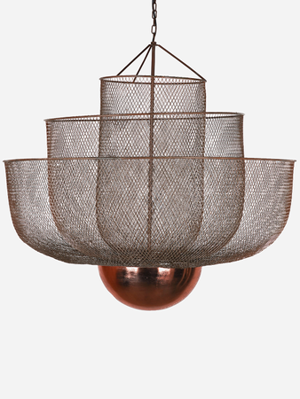 Online India Home Interior Luxury Decorative Fancy Light - Emerald Pendant n Hanging Light - Modern Copper Finish Steel Wire Mesh 32 Inch Ceiling Hanging Light