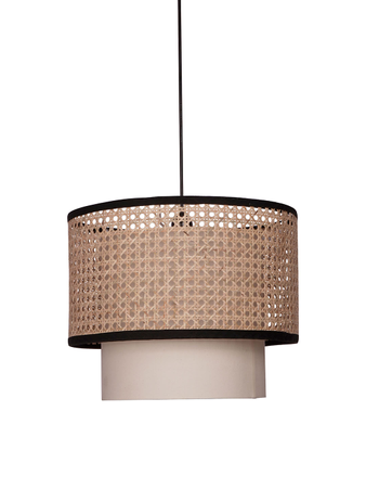 Online India Home Interior Luxury Decorative Fancy Light - Emerald Ceiling Light - Contemporary Single Ceiling Light With Concentric Dual Cane & Fabric Drum Shades