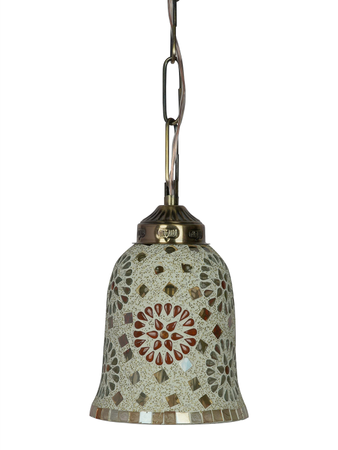 Online India Home Interior Luxury Decorative Fancy Light - Emerald Pendant Light - Antique Single Light Tilak Mosaic Glass Pendant Lamp