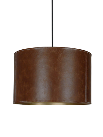 Online India Home Interior Luxury Decorative Fancy Light - Emerald Pendant Light - Contemporary Brown 14 Inches Drum Leather Pendant Light