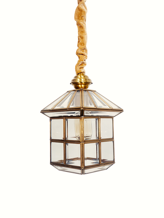 Online India Home Interior Luxury Decorative Fancy Light - Emerald Pendant Light - Regal Beveled Glass Hut Brass Lantern Pendant Light