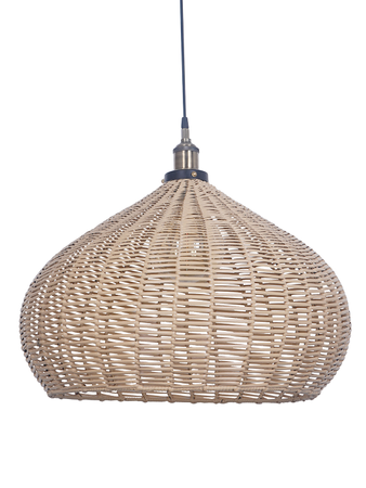 Online India Home Interior Luxury Decorative Fancy Light - Emerald Pendant Light - Handwoven Wicker Faux Cane 21 Inches Dome Hanging Pendant Light
