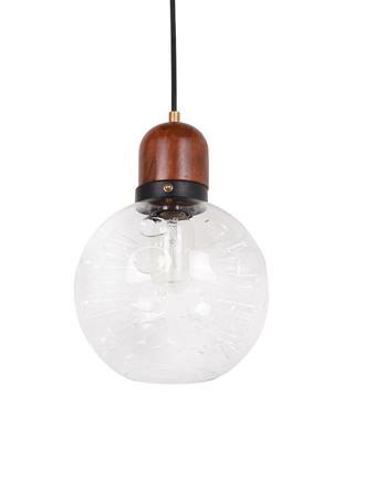 Online India Home Interior Luxury Decorative Fancy Light - Emerald Pendant Light - Modern Wooden Pendant Lamp with Inverted Spikes Hand Blown Glass Ball