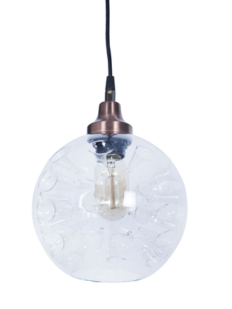 Online India Home Interior Luxury Decorative Fancy Light - Emerald Pendant Light - Magic Inverted Spikes Hand Blown Glass Dome Copper Pendant Light