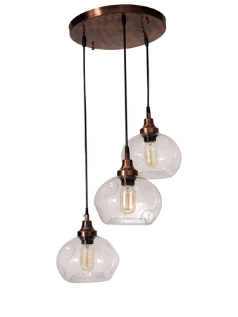 Online India Home Interior Luxury Decorative Fancy Light - Emerald Pendant Light - 3 Drop Round Spot  Glass Copper Pendant Light