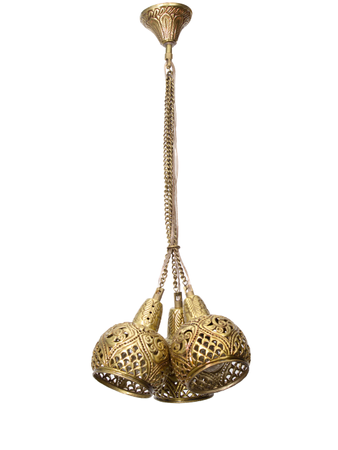 Online India Home Interior Luxury Decorative Fancy Light - Emerald Pendant n Hanging Light - Aesthetically Hand Carved Triple Cluster Hanging Light