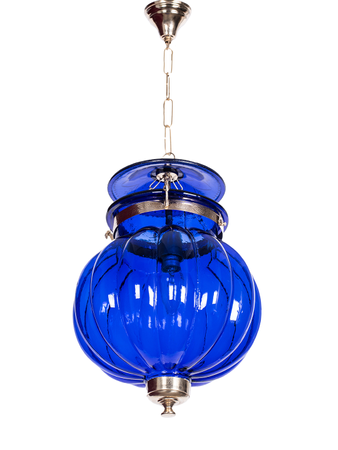 Online India Home Interior Luxury Decorative Fancy Light - Emerald Pendant n Hanging Light - Goan Melon Handi Lantern Hanging Light - Indigo