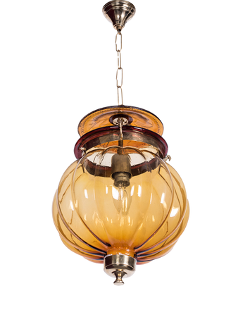 Online India Home Interior Luxury Decorative Fancy Light - Emerald Pendant n Hanging Light - Goan Melon Handi Lantern Hanging Light - Amber