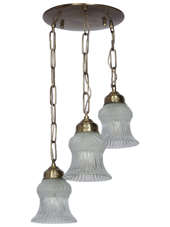 Online India Home Interior Luxury Decorative Fancy Light - Emerald Pendant n Hanging Light - Usha Antique Brass Triple Hanging Lights
