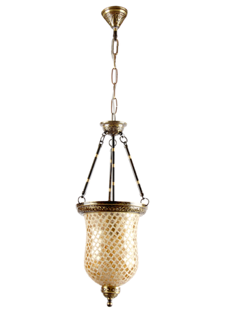 Online India Home Interior Luxury Decorative Fancy Light - Emerald Pendant n Hanging Light - Golden Mosaic Glass Bell Jar Hanging Light