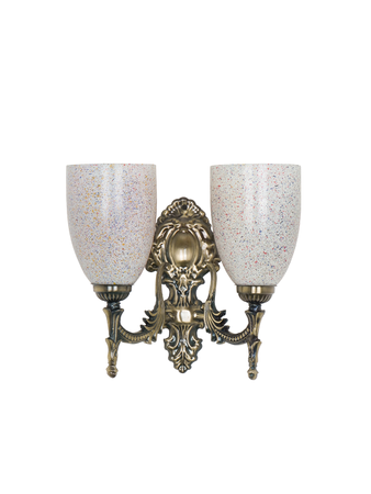 Online India Home Interior Luxury Decorative Fancy Light - Emerald Wall Light - Antique Brass 12 Inch 2-Light Steel Wall Lamp With Multicolor Bell Glass Shades