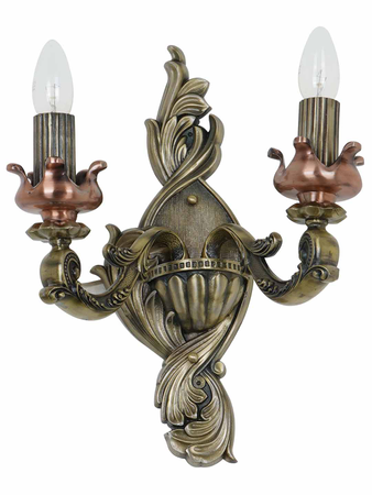 Online India Home Interior Luxury Decorative Fancy Light - Emerald Wall Light - Vintage Hand-carved Gold Dual-Light Aluminium Candelabra Wall Lamp Light