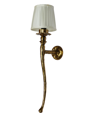 Online India Home Interior Luxury Decorative Fancy Light - Emerald Wall Light - Classic Gold Single-Light Aluminium Trunk Wall Lamp With White Pleated Tapered Fabric Shade