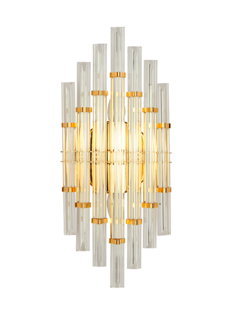 Online India Home Interior Luxury Decorative Fancy Light - Emerald Wall Light - Gold Prismatic Long Glass Crystal Steel Wall Mount Light