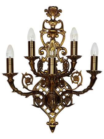 Online India Home Interior Luxury Decorative Fancy Light - Emerald Wall Light - Large Palatial Gold 5-Light Aluminium Candelabra Wall Sconce