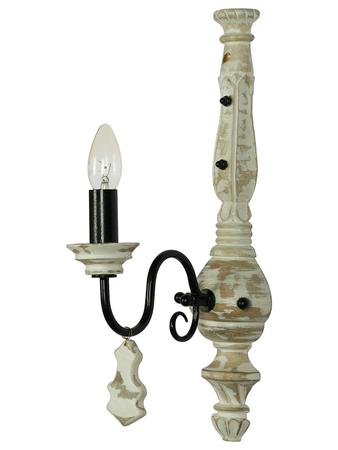 Online India Home Interior Luxury Decorative Fancy Light - Emerald Wall Light - French White Distressed Wooden Single Lights Rustic Candelabra Wall Sconce