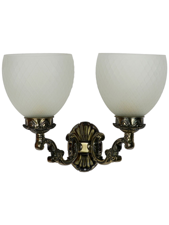 Online India Home Interior Luxury Decorative Fancy Light - Emerald Wall Light - Traditional Ornate Aluminium Double Light Frosted Diamond Glass Wall Lamp