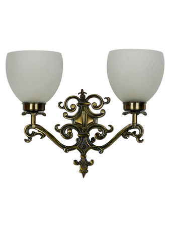 Online India Home Interior Luxury Decorative Fancy Light - Emerald Wall Light - Spanish Antique Brass Finish Dual Light Wall Sconce With Frosted Diamond Glass Shades