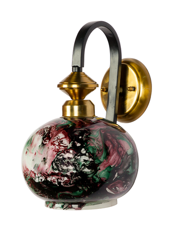 Online India Home Interior Luxury Decorative Fancy Light - Emerald Wall Light - Black Marble Glass Globe & Black Gold Steel Wall Lamp