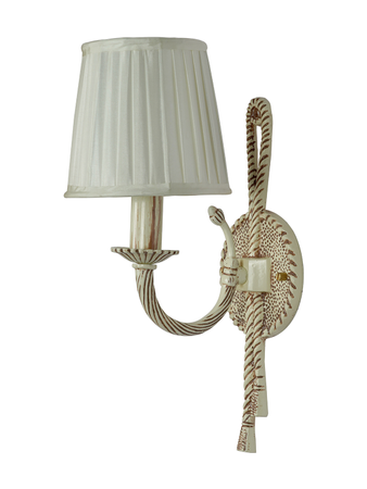 Online India Home Interior Luxury Decorative Fancy Light - Emerald Wall Light - Knotted Cast Aluminium Distressed Creme Antique 1-Light Wall Lamp with Pleated Fabric Shades