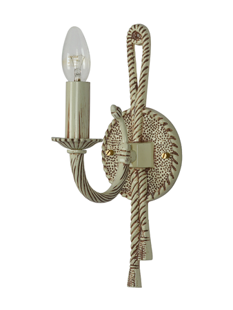 Online India Home Interior Luxury Decorative Fancy Light - Emerald Wall Light - Knotted Cast Aluminium Distressed Creme Antique Single Light Candelabra Wall Lamp