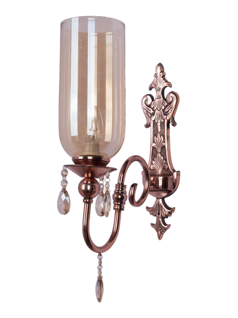 Online India Home Interior Luxury Decorative Fancy Light - Emerald Wall Light - European Copper-Finish Single Light Steel Wall Sconce With Translucent Glass Shade